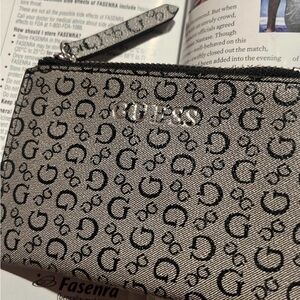 Guess Black and Gray Monogram Pouch